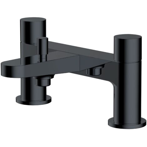 RAK Petit Round Matt Black Deck Mounted Bath Shower Mixer Tap - RAKPER3005B