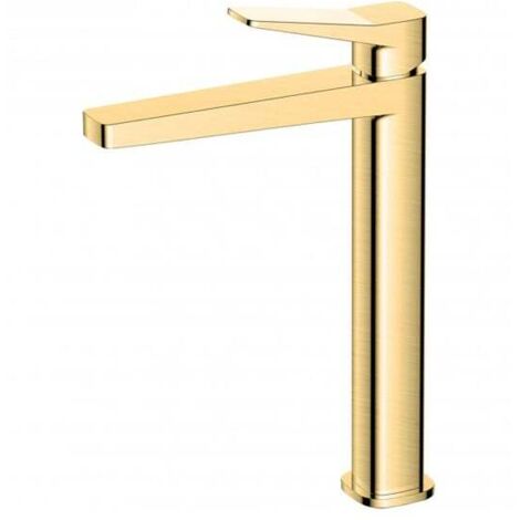 RAK Petit Square Brushed Gold Tall Basin Mixer Tap - RAKPES3003G
