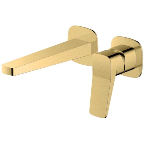 RAK Petit Square Brushed Gold Wall Mounted Basin Mixer Tap - RAKPES3007G