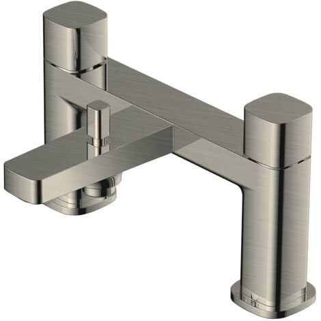 RAK Petit Square Brushed Nickel Deck Mounted Bath Shower Mixer Tap - RAKPES3005N