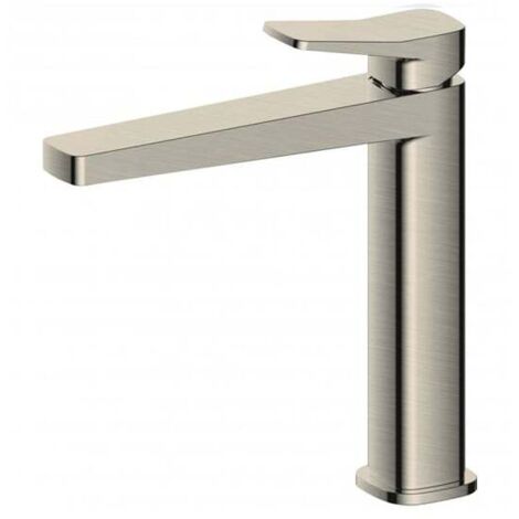 RAK Petit Square Brushed Nickel Mid Height Basin Mixer Tap - RAKPES3016N
