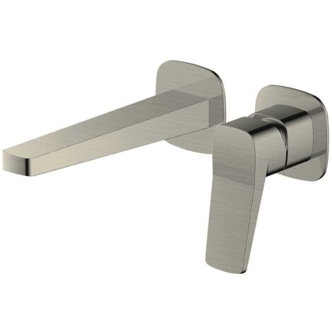 RAK Petit Square Brushed Nickel Wall Mounted Basin Mixer Tap - RAKPES3007N