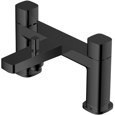 RAK Petit Square Matt Black Deck Mounted Bath Shower Mixer Tap - RAKPES3005B