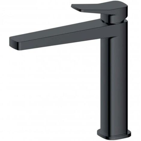 RAK Petit Square Matt Black Mid Height Basin Mixer Tap - RAKPES3016B