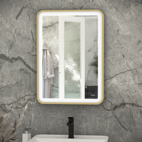 RAK Picture Brushed Gold 600mm x 800mm Soft LED Mirror - RAKPICSFBG5002