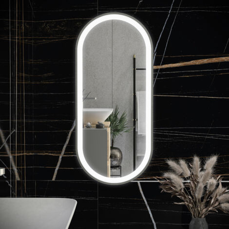 RAK Picture Brushed Nickel 450mm x 1000mm Oval Illuminated LED Mirror - RAKPICOVBN5001