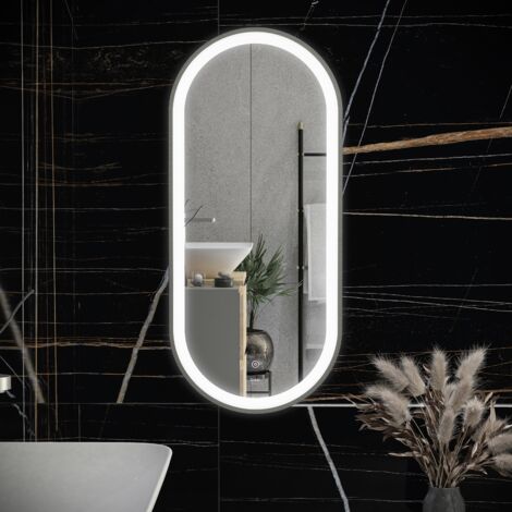RAK Picture Brushed Nickel 550mm x 1000mm Oval Illuminated LED Mirror - RAKPICOVBN5002