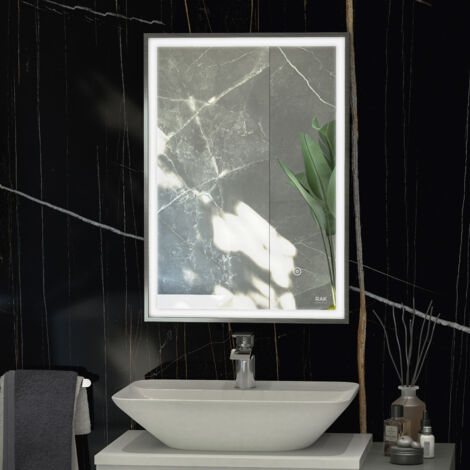 RAK Picture Brushed Nickel 600mm x 800mm Square Illuminated LED Mirror - RAKPICSQBN5002