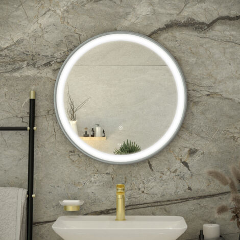 RAK Picture Brushed Nickel 800mm x 800mm Round Illuminated LED Mirror - RAKPICRNBN5002
