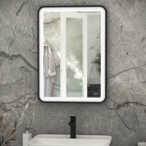 RAK Picture Matt Black 500mm x 700mm Soft LED Mirror - RAKPICSFMB5001