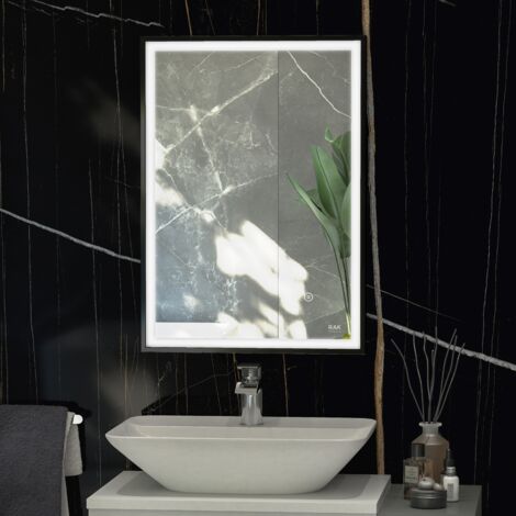 RAK Picture Matt Black 500mm x 700mm Square Illuminated LED Mirror - RAKPICSQMB5001