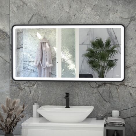 RAK Picture Matt Black 600mm x 1000mm Soft LED Mirror - RAKPICSFMB5003