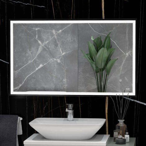 RAK Picture Matt Black 600mm x 1000mm Square Illuminated LED Mirror - RAKPICSQMB5003