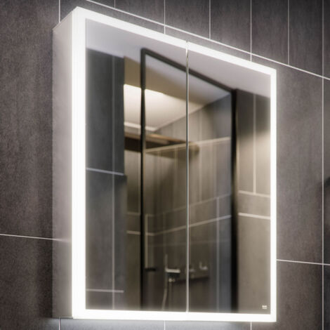 RAK Pisces 600mm x 700mm Illuminated LED Mirrored Cabinet with Demister and Shaver Socket - RAKPSC5002
