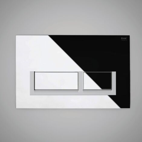 RAK Polished Chrome Flush Plate with Matt Chrome Rectangular Push Plates - FSRAKPPL002