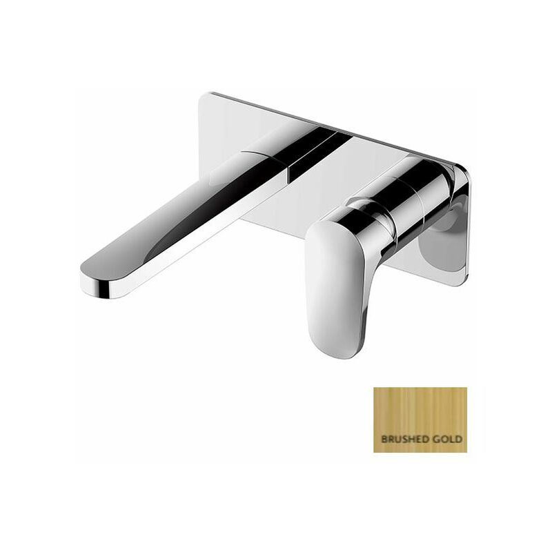 Rak Portofino Wall Mounted Basin Mixer with Back Plate Tap - Brushed Gold