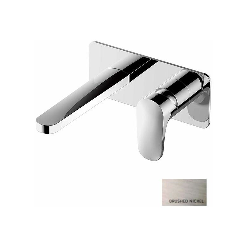 Rak Portofino Wall Mounted Basin Mixer with Back Plate Tap - Brushed Nickel