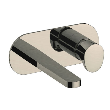 RAK Positano Wall Mounted Basin Mixer Tap with Back Plate - Brushed Nickel