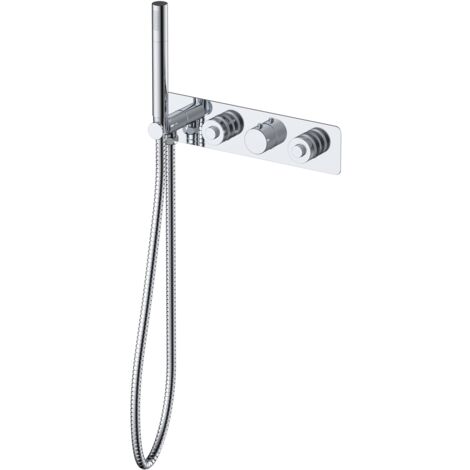 RAK Prima Tech Concealed Horizontal Thermostatic Dual Control Shower Valve with Hand Shower and Back Plate - RAKPRT3026