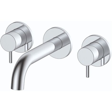 RAK Prima Tech Wall Mounted 3 Tap Hole Basin Mixer Tap - RAKPRT3010