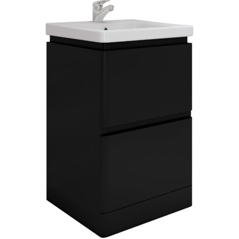RAK Resort Floor Standing 2-Drawer Vanity Unit with Basin 550mm Wide - Matt Black