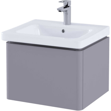 RAK Resort Matt Mushroom 500mm Wall Hung Single Drawer Vanity Unit - RAKRSTWBU50602