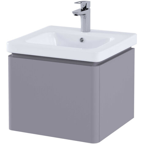 RAK Resort Matt Mushroom 550mm Wall Hung Single Drawer Vanity Unit - RAKRSTWBU55602