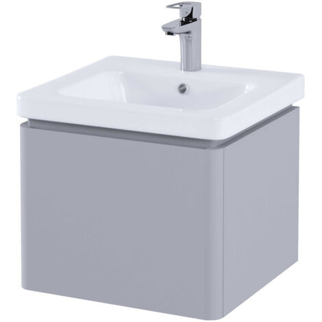 RAK Resort Matt Stone 550mm Wall Hung Single Drawer Vanity Unit - RAKRSTWBU55601
