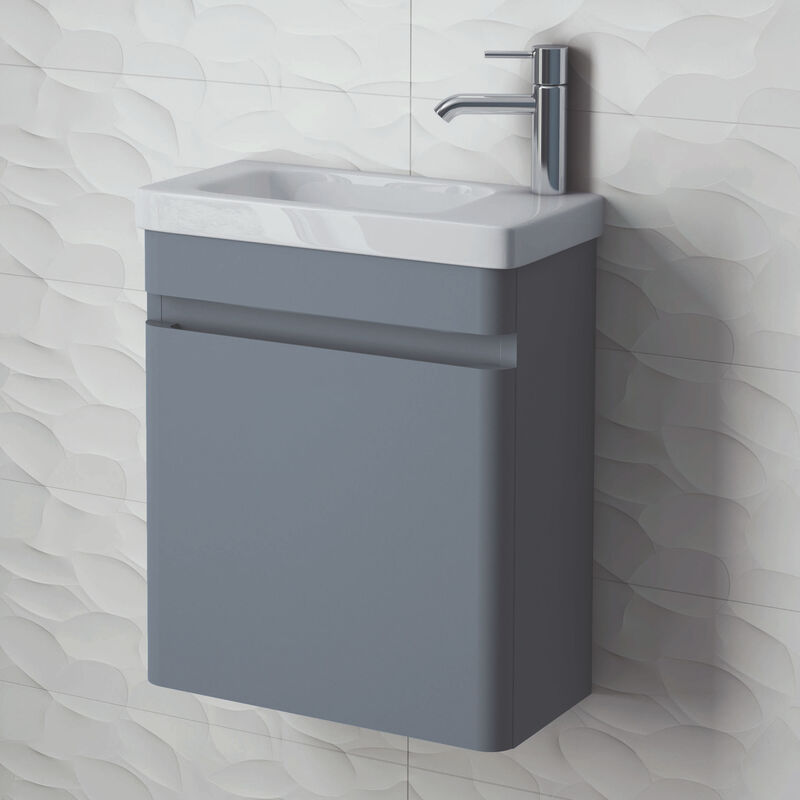 Rak Ceramics - rak Resort Wall Hung Cloakroom Vanity Unit with rh Basin 450mm Wide - Matt Grey