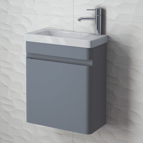 RAK Resort Wall Hung Cloakroom Vanity Unit with RH Basin 450mm Wide - Matt Grey
