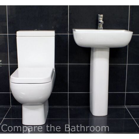 Rak Series 600 Basin Toilet Set with Luxury Soft Close Seat Bathroom Suite