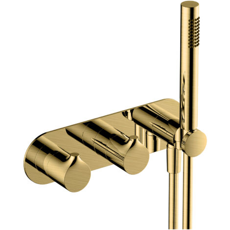 RAK Sorrento Brushed Gold Horizontal Concealed Thermostatic Dual Control Shower Valve with Handset - RAKSOR3305G
