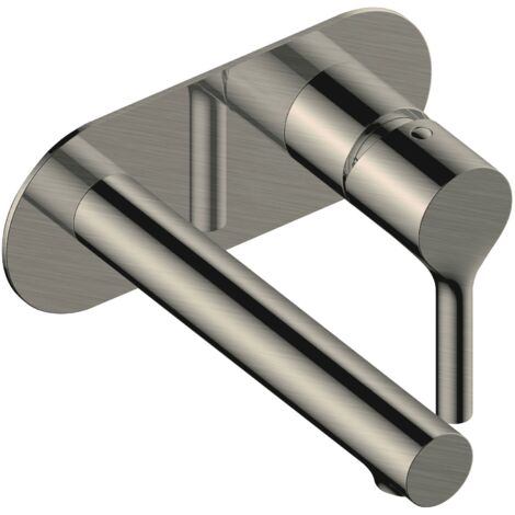 RAK Sorrento Brushed Nickel Wall Mounted Basin Mixer Tap with Back Plate - RAKSOR3007N