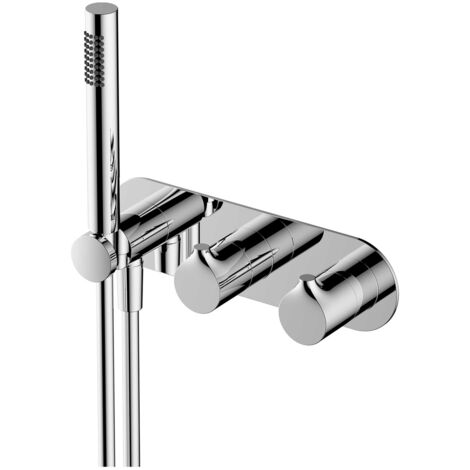 RAK Sorrento Chrome Horizontal Concealed Thermostatic Dual Control Shower Valve with Handset - RAKSOR3305C