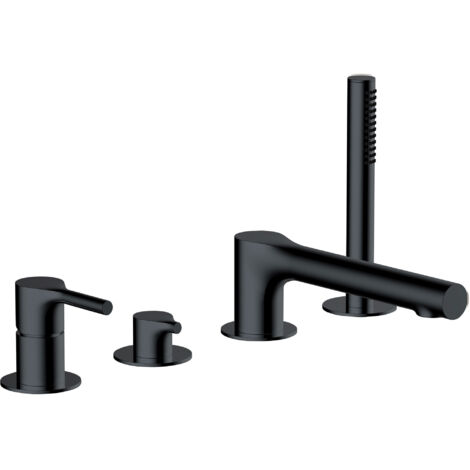 RAK Sorrento Matt Black Deck Mounted 4 Tap Hole Bath Shower Mixer Tap - RAKSOR3013B