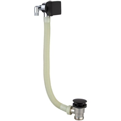 RAK Square Overflow Bath Filler with Click Clack Waste - Black