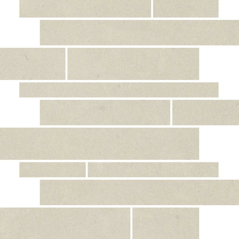 Rak Surface Off White Matt 30cm x 30cm Sheet Linear Bricks Porcelain Mosaic Tile - am-gzsur-ow.rt/brk - Off White