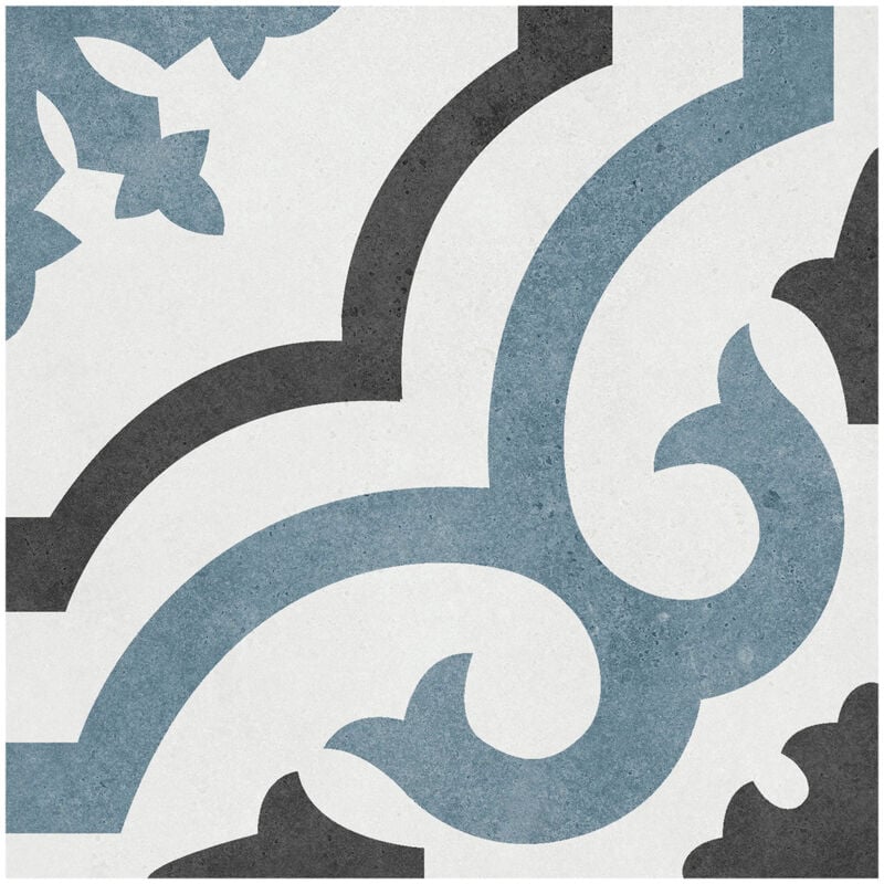 Rak Symphony Gaudi Blue Matt 20cm x 20cm Porcelain Wall and Floor Tile - EBDF302 - Blue