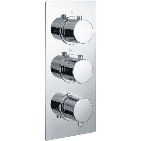 RAK Thermostatic Round 3 Outlet Concealed Shower Valve Triple Handle - Chrome