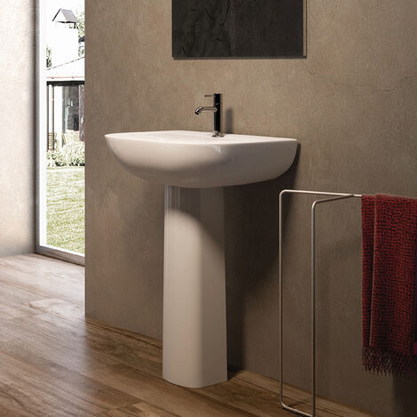 RAK Tonique Basin and Full Pedestal 450mm Wide - 1 Tap Hole