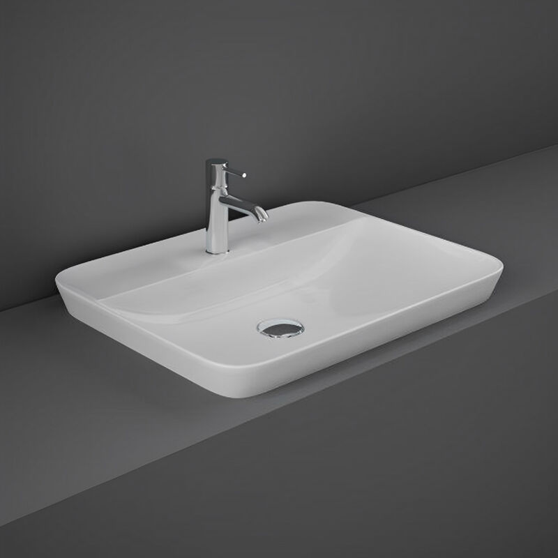 RAK Variant Rectangular Drop-In Wash Basin 550mm Wide 1 Tap Hole - Alpine White