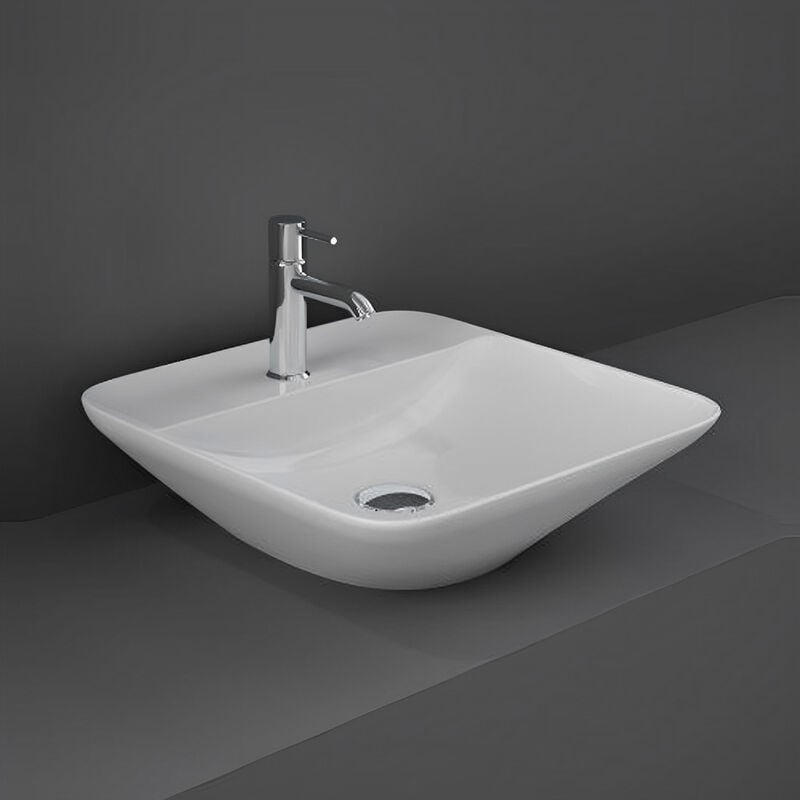RAK Variant Square Countertop Wash Basin 420mm Wide 1 Tap Hole - Alpine White