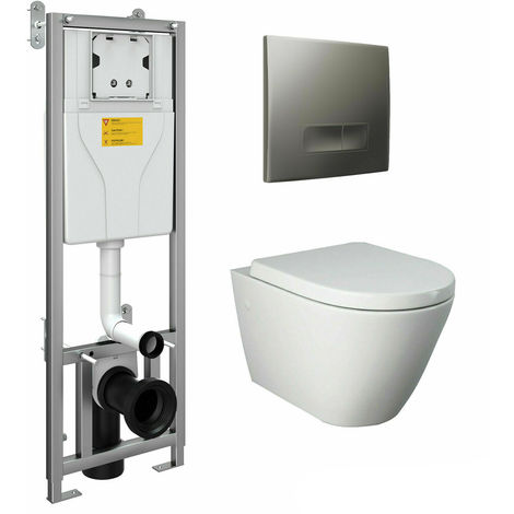 main image of "RAK Wall Hung Toilet Rimless Pan & Seat, Concealed Cistern Support Frame WC Unit"