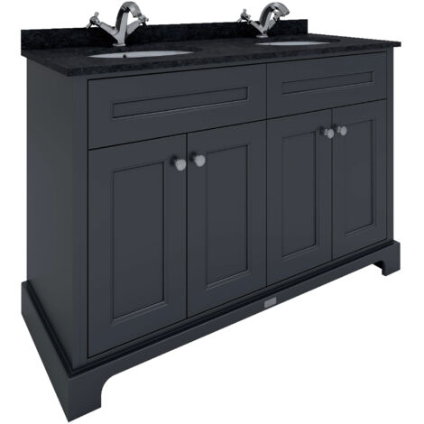 RAK Washington Black 1200mm 4 Door Double Basin Unit - RAKWBU120504