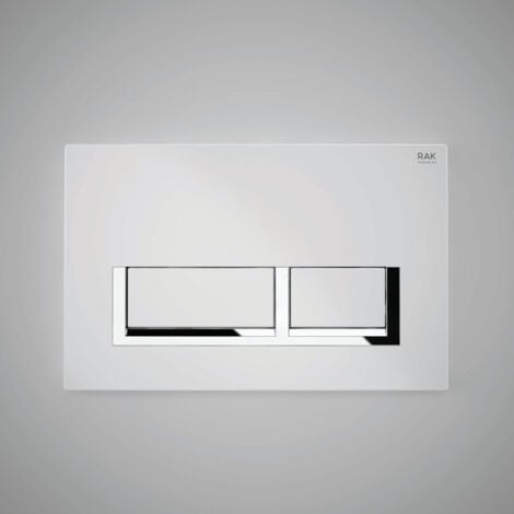RAK White Flush Plate with Polished Chrome Rectangular Push Plates - FS04RAKWHRE8C