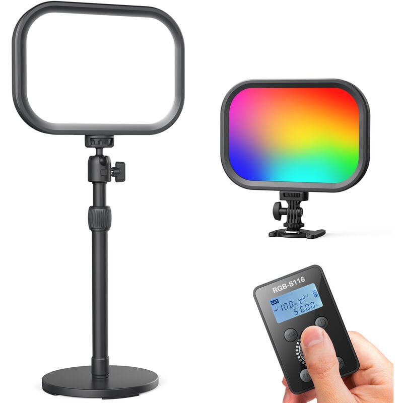 Raleno RGB Streaming Key Light avec télécommande et batterie intégrée, lumière vidéo pour la photographie en direct et les appels vi