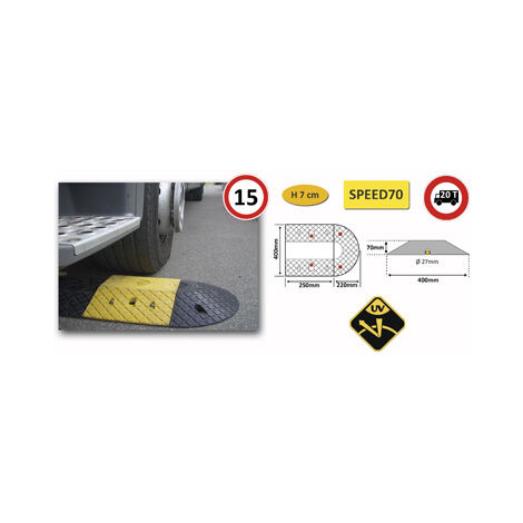 Ralentisseur SPEED70, 400x250x70mm, jaune/noir set  Métallurgie 758136896