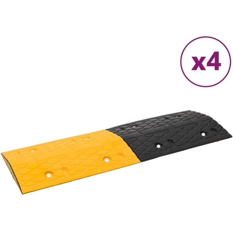 Vidaxl - Ralentisseurs 4 pcs Jaune et noir 97x32,5x4 cm Caoutchouc