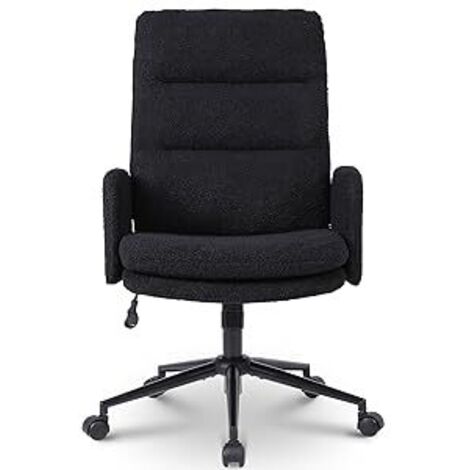 ralex-chair Chaise Bureau, Fauteuil de Bureau en Fausse Laine, Chaise Coiffeuse Confortable, Réglable en Hauteur, Pour Maison, Chambre, Salon (Noir)