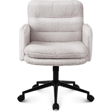 ralex-chair Chaise de Bureau, Imitation Cachemire, Chaise de Maquillage Confortable avec Hauteur réglable, Chaise Ergonomique de Bureau pour la Maison et la Chambre (Crème)